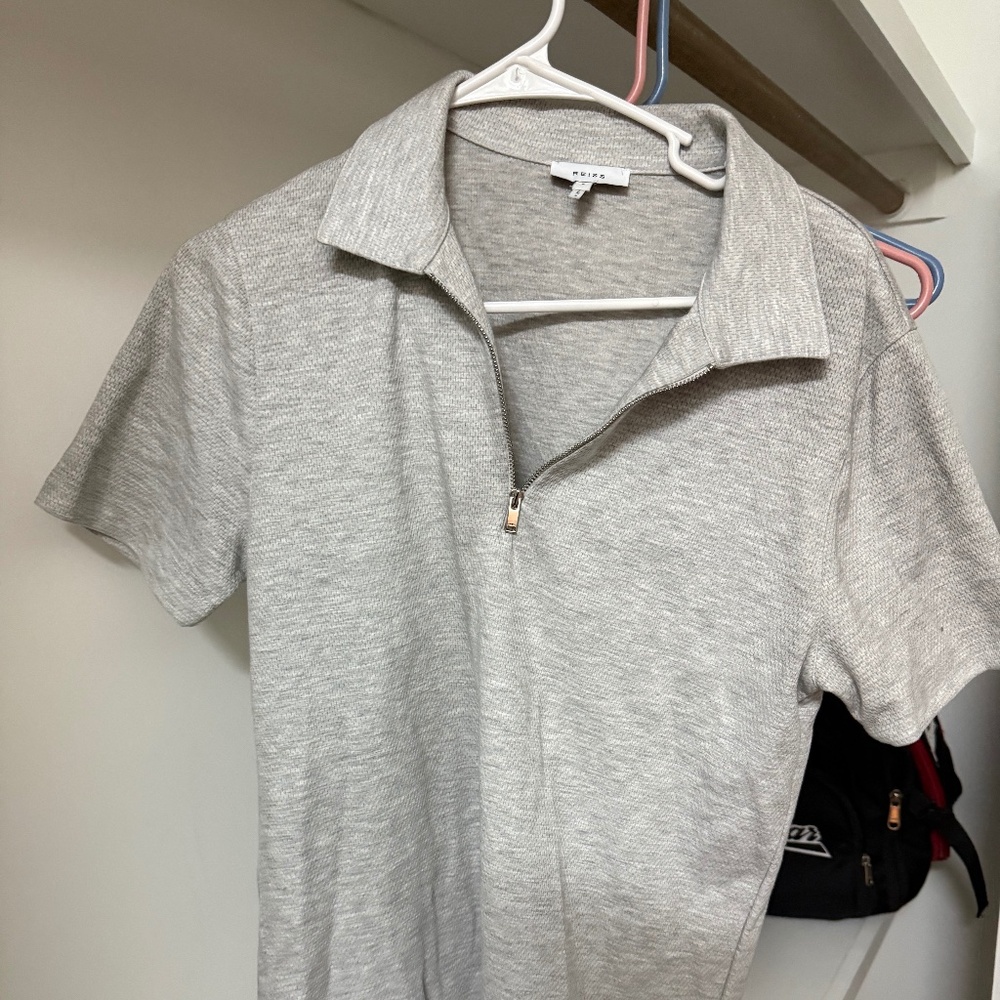 Reiss Polo Zipper Front Cotton/Wool Blend Size Small